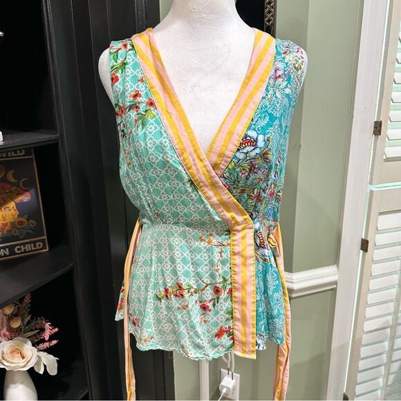 Sundance Floral Boho Sleeveless Wrap Blouse Size XS - Picture 1 of 14
